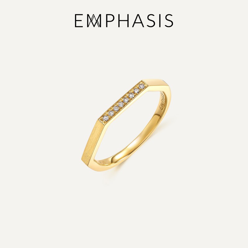EMPHASIS艾斐诗「冠」系列黄色18K金极简镶嵌钻石戒指90603R预订