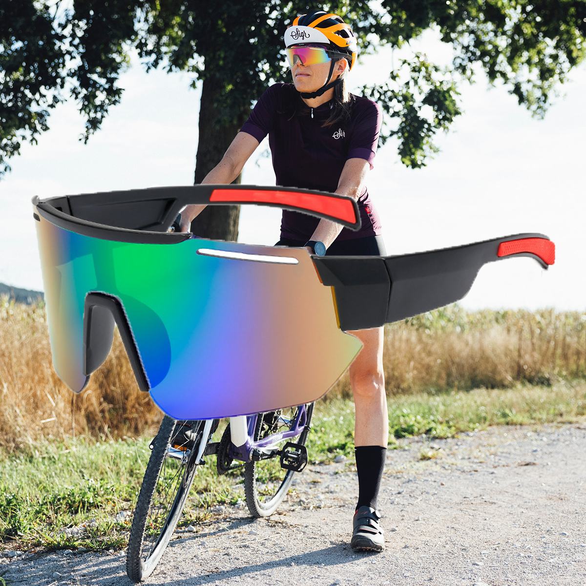 墨镜运动骑行户外欧美时尚男女新款眼镜开车跑步彩色挡风太阳镜