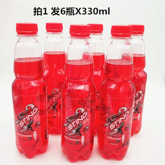 6瓶越南饮料STING草莓味汽水碳酸饮料6瓶*330ml nuoc tang luc