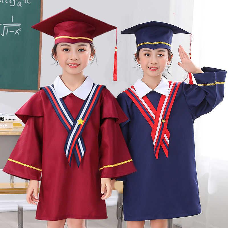 儿童博士服幼儿园学士服套装拍照礼服小学生毕业季服装男女毕业照