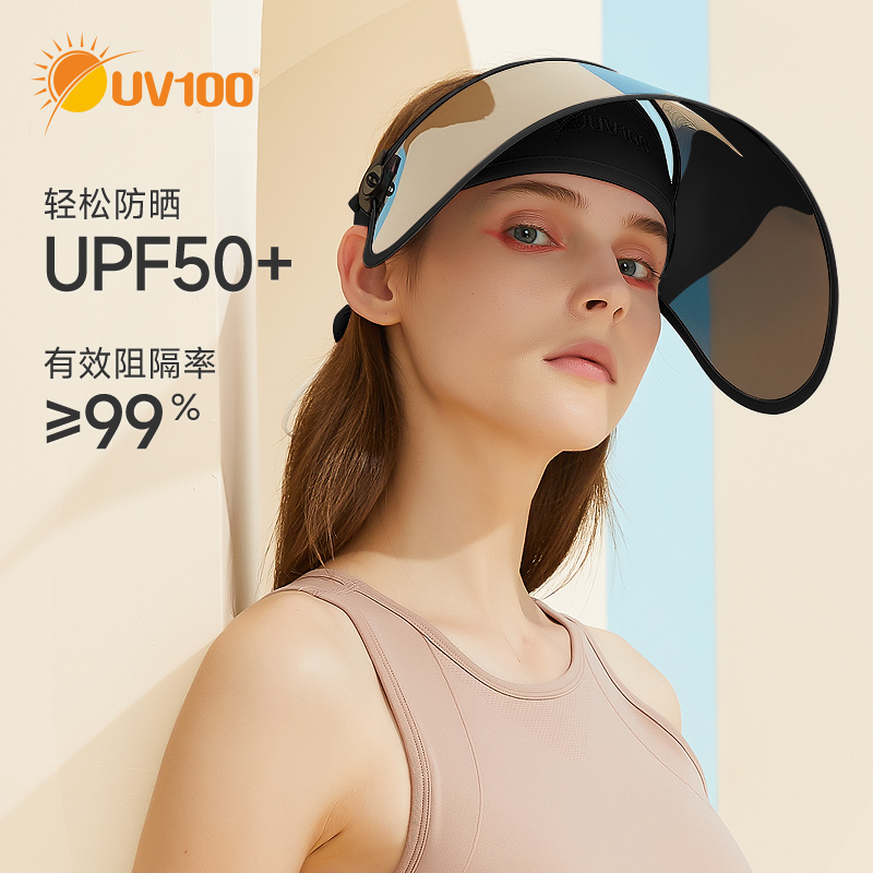 UV100防晒帽女防紫外线遮脸夏季太阳帽户外骑车防风遮阳面罩22429