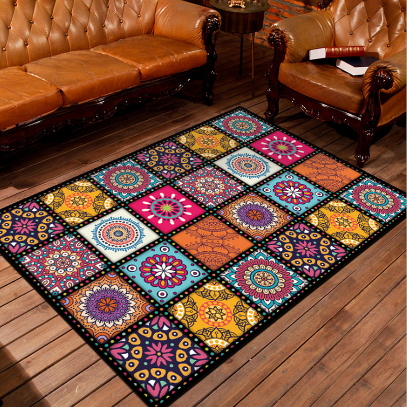 摩洛哥风格民族风地毯客厅卧室床边土耳其波西米亚风花砖美式地垫
