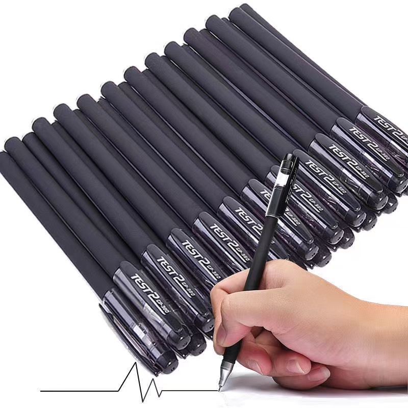 【发货快】黑色磨砂中性笔0.5 全针管碳素笔水性笔文化办公用批发
