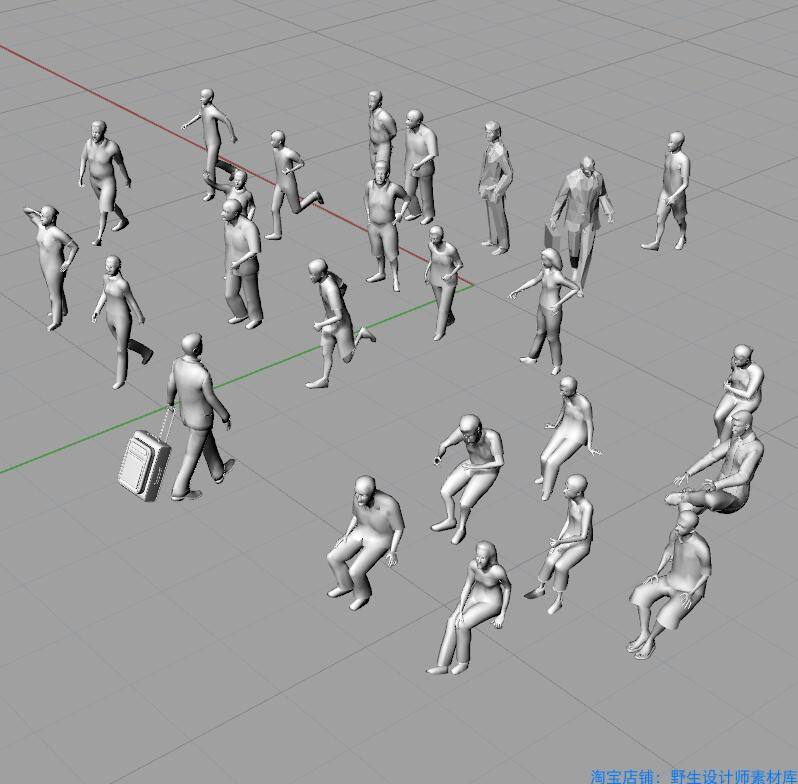 各类人物姿势人体男女模特犀牛3D模型建模渲染Rhino/C4D/UG/3dmax
