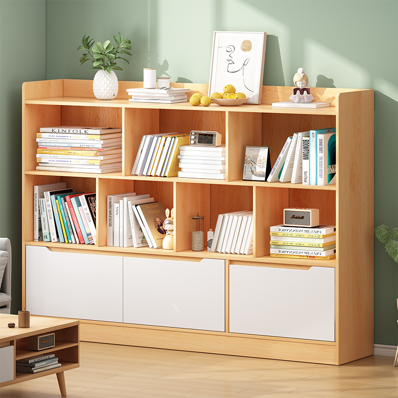 简易书架落地置物架客厅儿童玩具收纳柜家用卧室多层格子柜小书柜