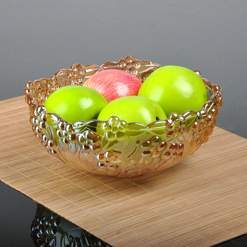 包邮梅花水晶玻璃水果盘果盆果斗创意家用客厅彩色糖干果盘零食盘