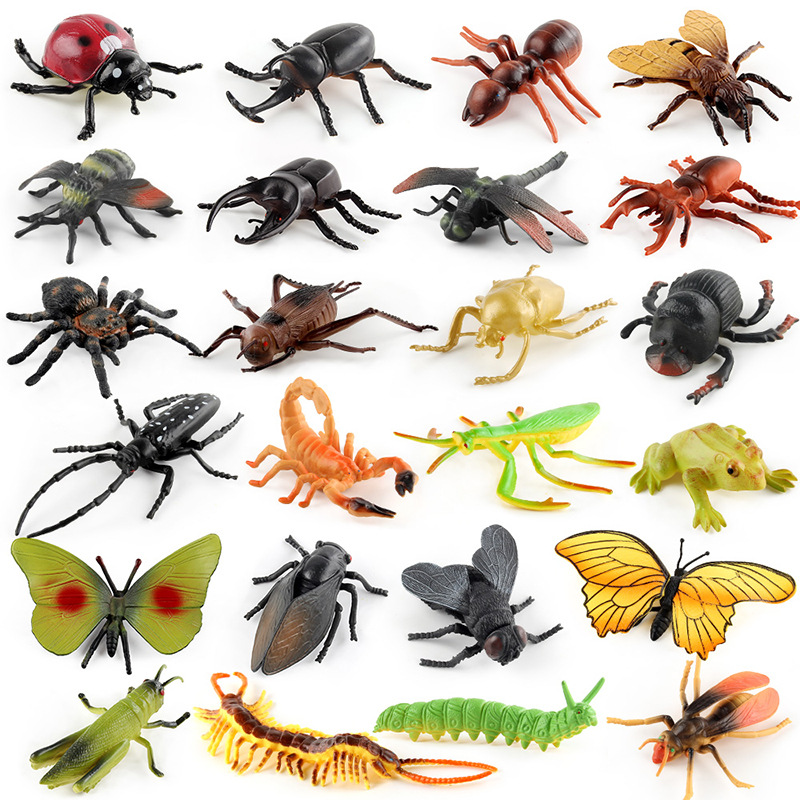 24款仿真昆虫模型蝴蝶蜜蜂瓢虫天牛甲虫蝎子蜘蛛蟋蟀蜈蚣摆件玩具