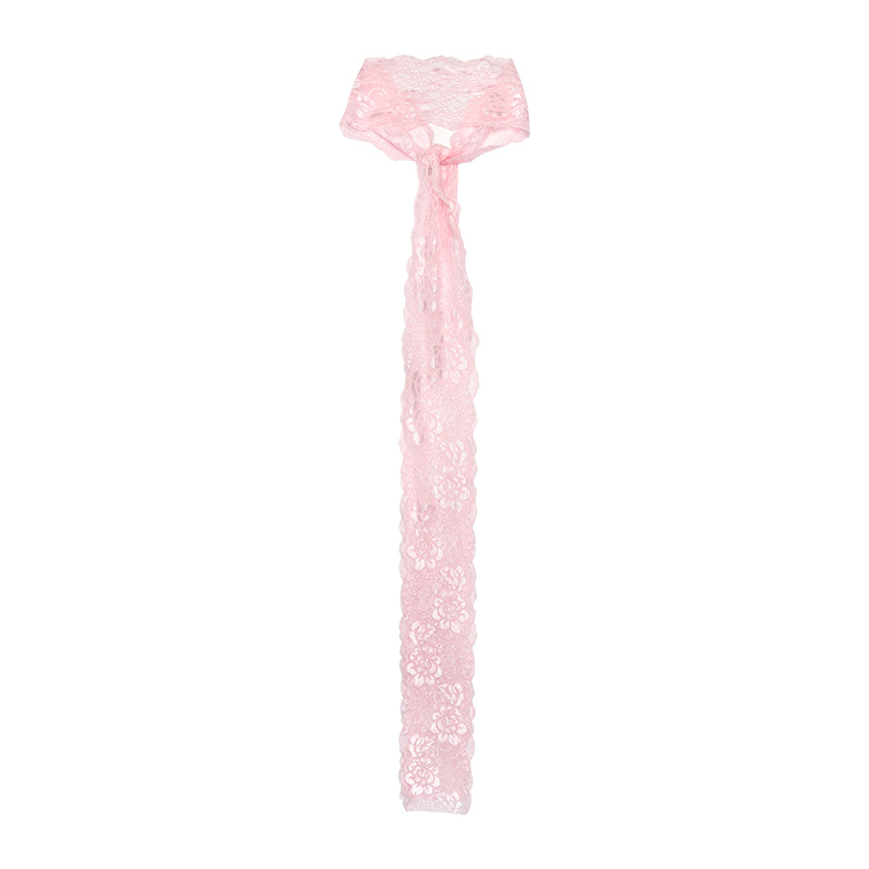 GLEE RAINBOW嫩粉色可爱朦胧蕾丝飘带眼罩丝巾头巾