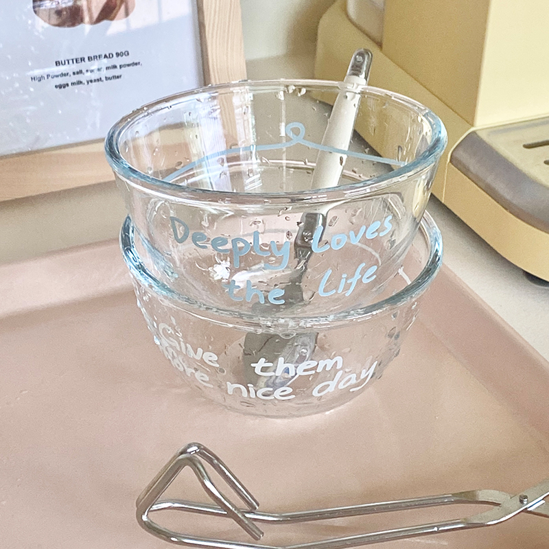 原创设计玻璃酸奶碗水果碗早餐碗高硼硅玻璃耐热米饭碗小汤碗ins