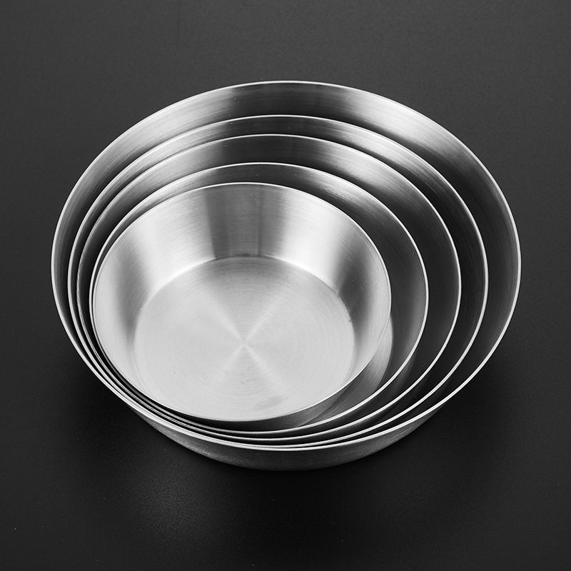 304不锈钢碟子一体成型加厚拉丝蘸料泡菜碟小菜碗调料碟 幼儿园碟