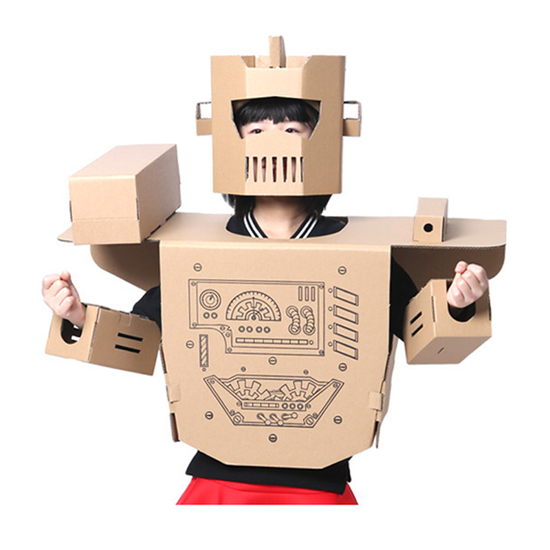 可穿戴纸箱机器人纸板盒玩具表演5儿童手工DIY制作金刚凯盔甲模型