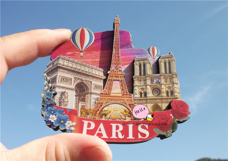 世界旅游纪念冰箱贴 法国 巴黎 鲜花簇拥的凯旋门 圣母院 多款
