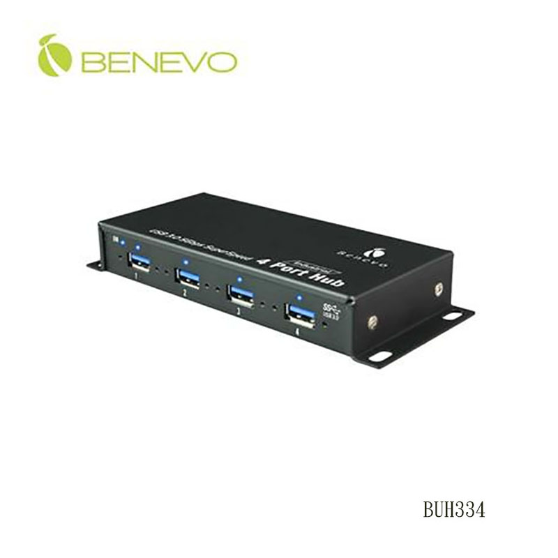 BUH334工业级金属壳4口 USB3.0集线器HUB自动侦测 Auto 5Gpbs传输