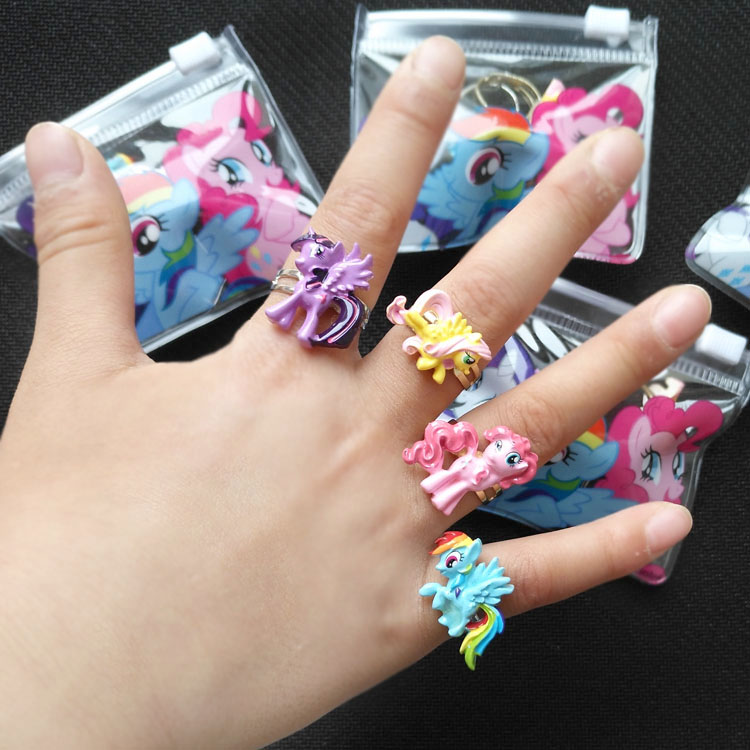 小马儿童戒指可调节礼袋装立体独角兽卡通KT女童指环可爱宝宝礼物