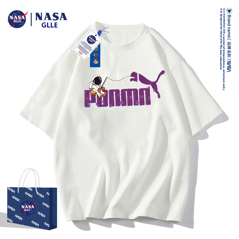 NASA联名潮牌新款短袖t恤重磅潮流体恤半袖青少年宽松男女打底衫