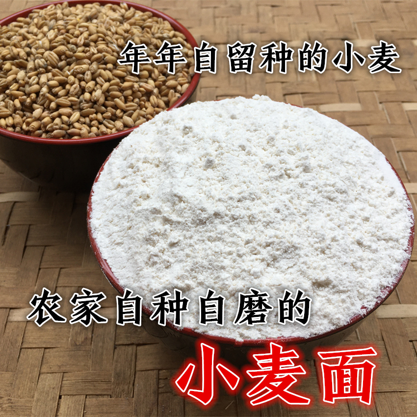 农家自种老品种高山小麦面粉做馒头面条饺子白面粉无添加非转基因
