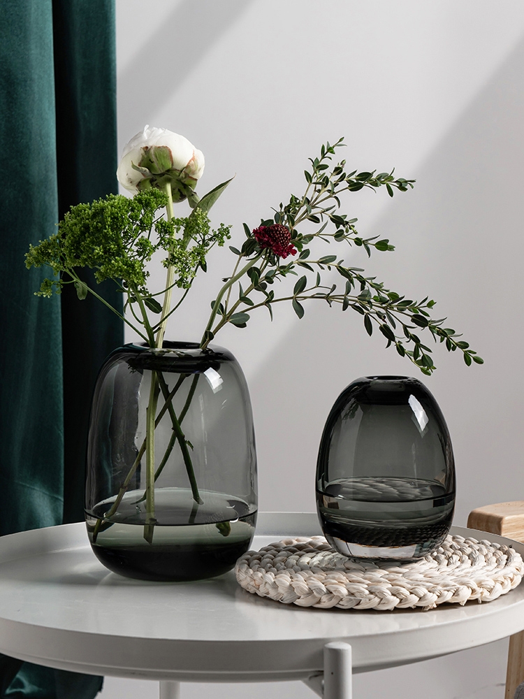 欧式厚重水晶玻璃花瓶轻奢琉璃现代简约客厅插花装饰摆件