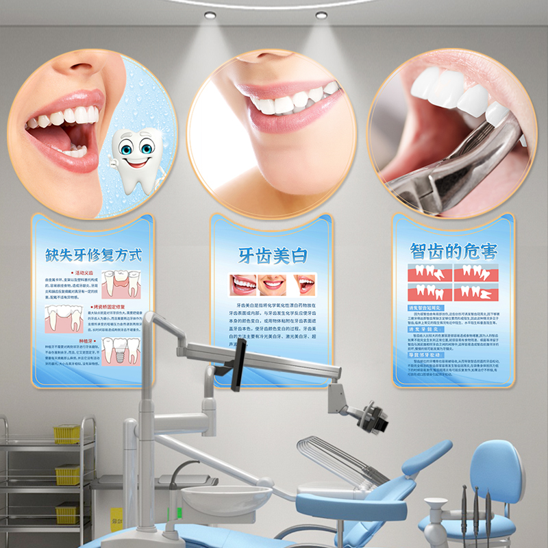 口腔诊所牙科医院背景墙宣传图牙齿种植矫正牙齿护理美牙店装饰画