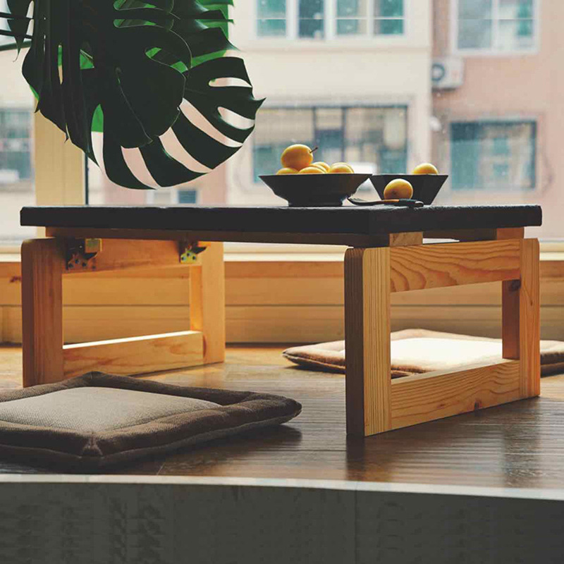 凯凯木艺 榻榻米桌子茶几日式可折叠飘窗茶台实木坐地式矮桌子