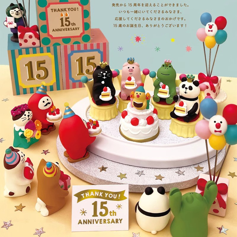 日式猫摆件  15周年纪念生日快乐 可爱桌面装饰摆件