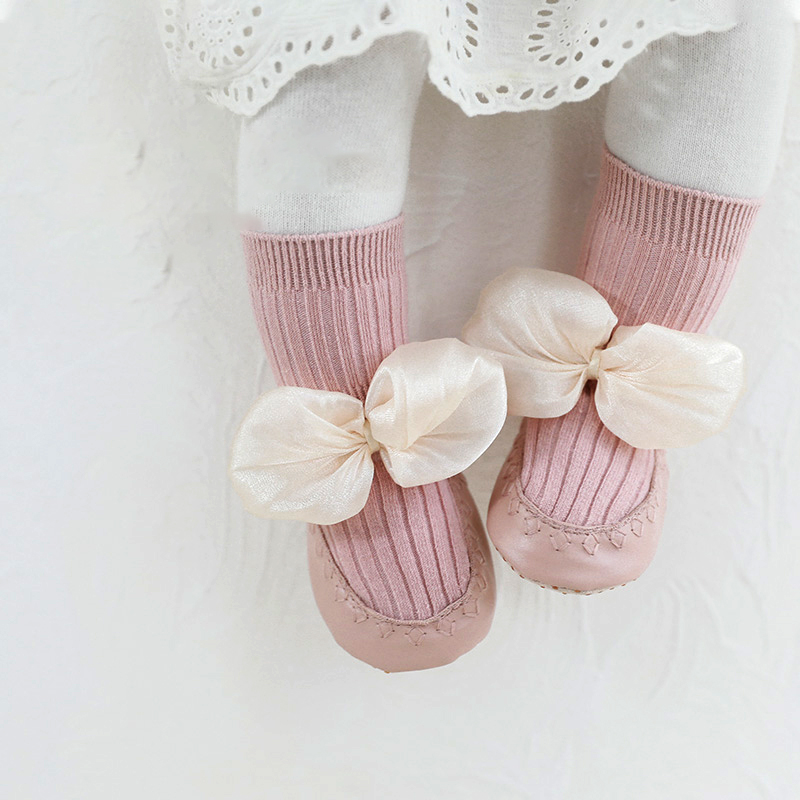 女宝宝地板鞋袜婴儿步前鞋子春秋精梳棉软底0-3月新生儿中筒鞋袜