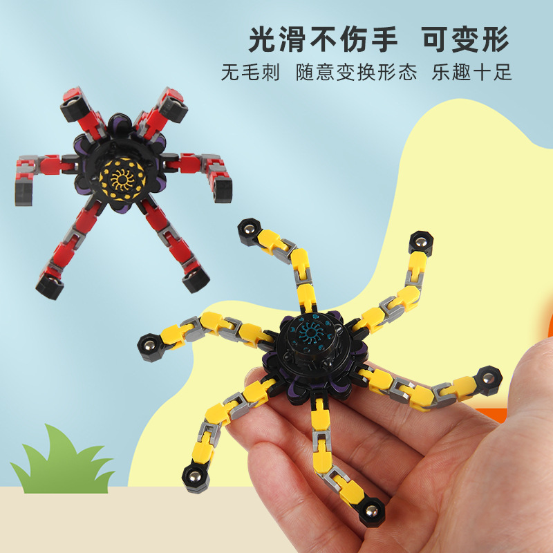 像蜘蛛一样的指尖陀螺机械器表情变形机甲儿童水晶版百变手指玩具