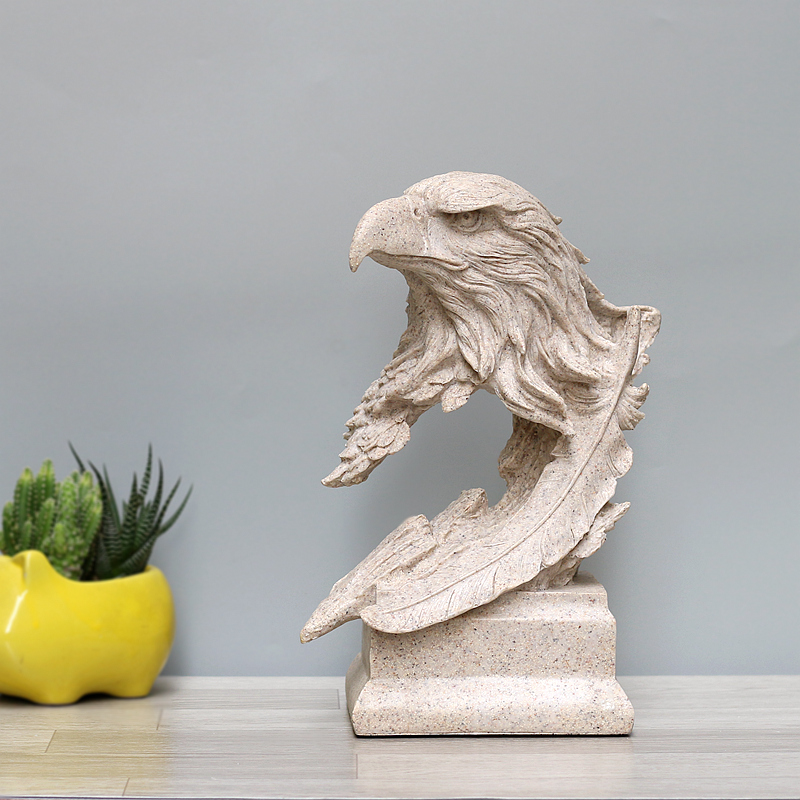 北欧鹰摆件美式简约创意动物鹰头雕塑电视柜玄关办公室会所工艺品