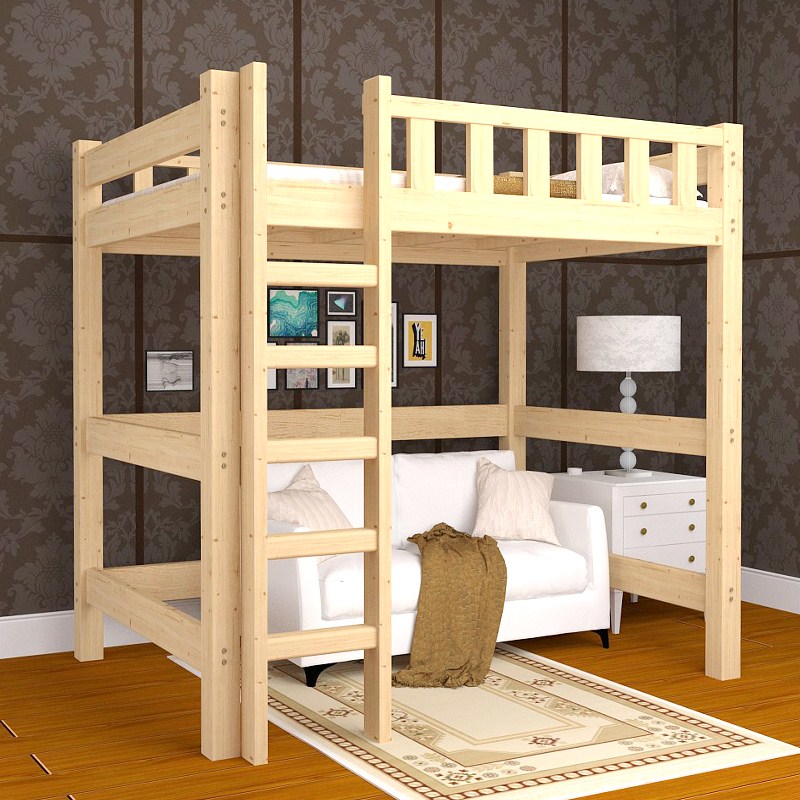 实木高架床单上层省空间儿童成人高低床上床下桌上下床带书桌下空