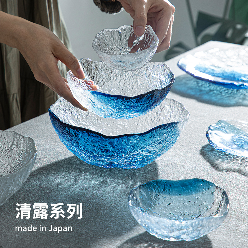东洋佐佐木日本进口清露系列餐盘创意玻璃碗客厅水果盘家用沙拉碗