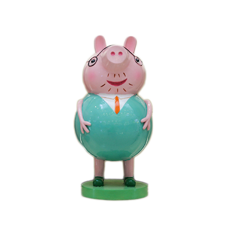 现货速发家居软装幼儿园林商场摆件卡通玻璃钢人物雕塑猪年吉祥物