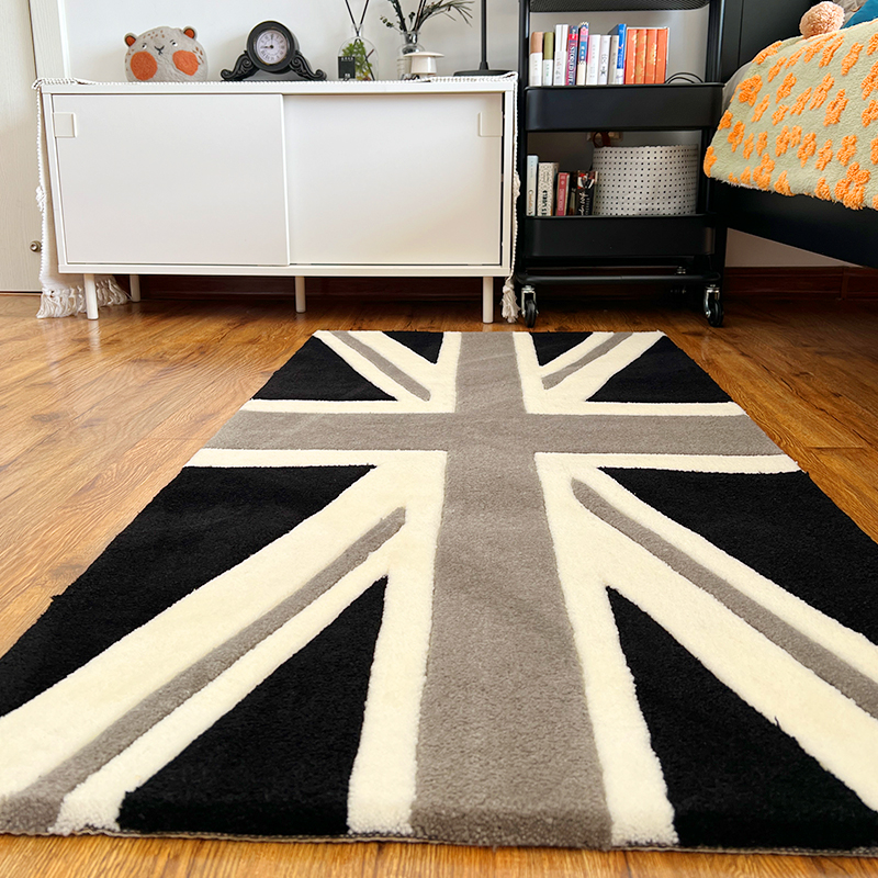 现代简约英伦风客厅卧室地毯红白蓝地中海风床边毯手工加厚密免洗