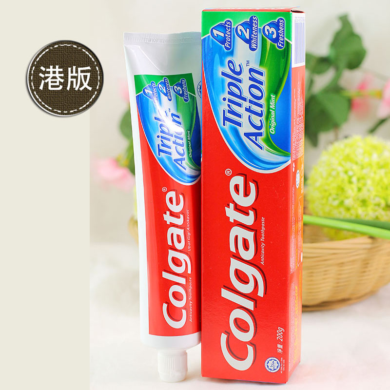 Colgate高露洁三重功效牙膏200g防蛀洁白清新口感舒适进口香港版