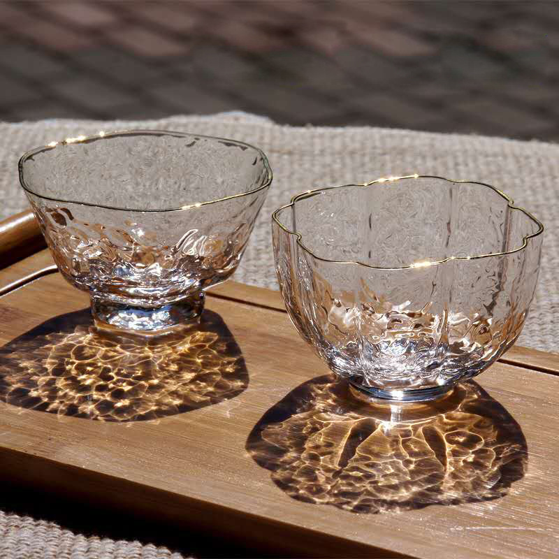 日式锤纹扛热玻璃茗杯人工茶杯玻璃功夫茶具主人杯玻璃杯茶杯
