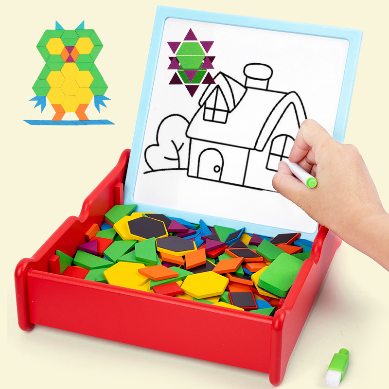 196片小猪日记磁力积木制儿童益智玩具3-6岁几何形状磁性拼图七巧