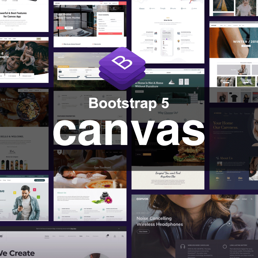 Canvas Bootstrap5响应式前端模板前台行业网页1000+HTML5 UI PSD