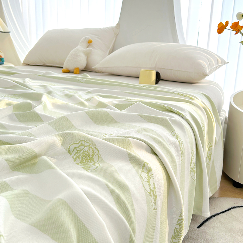 千功坊竹纤维毛巾被夏季午睡毯办公室沙发盖毯单人空调毯子床上用