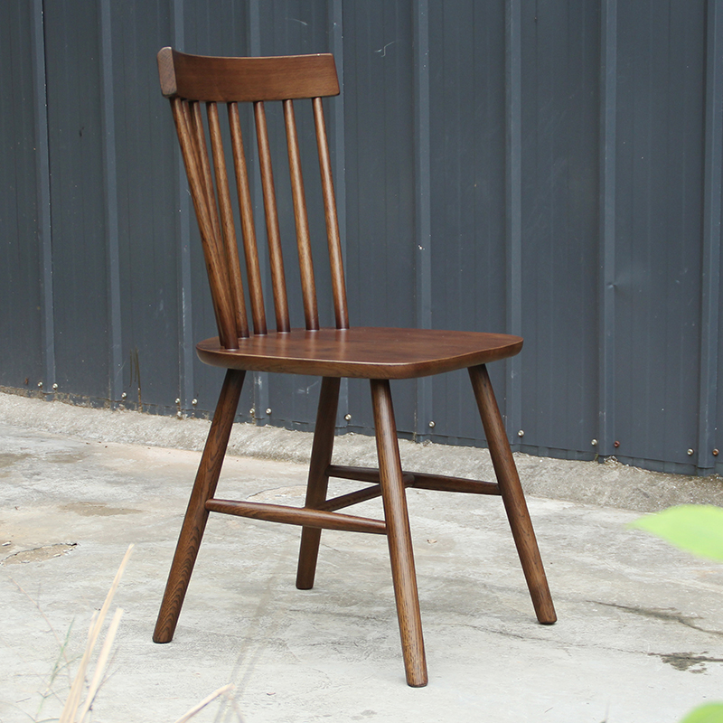 原木餐椅简约休闲书桌椅实木温莎椅成人椅子白橡木靠背椅家用北欧