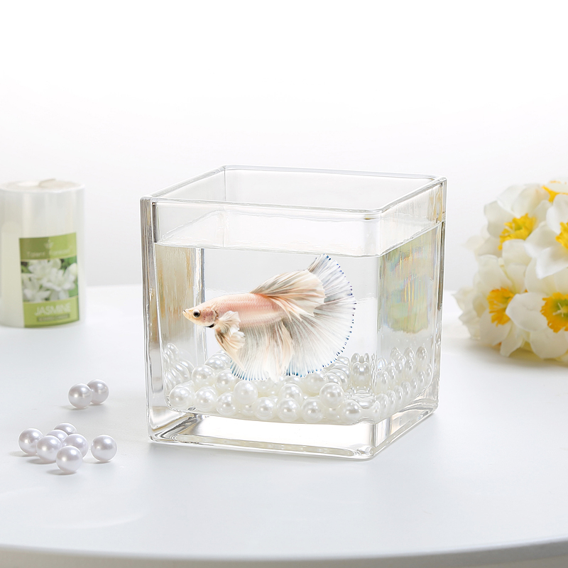 加厚透明方形玻璃鱼缸家用小型桌面斗鱼缸办公室迷你金鱼缸水培缸