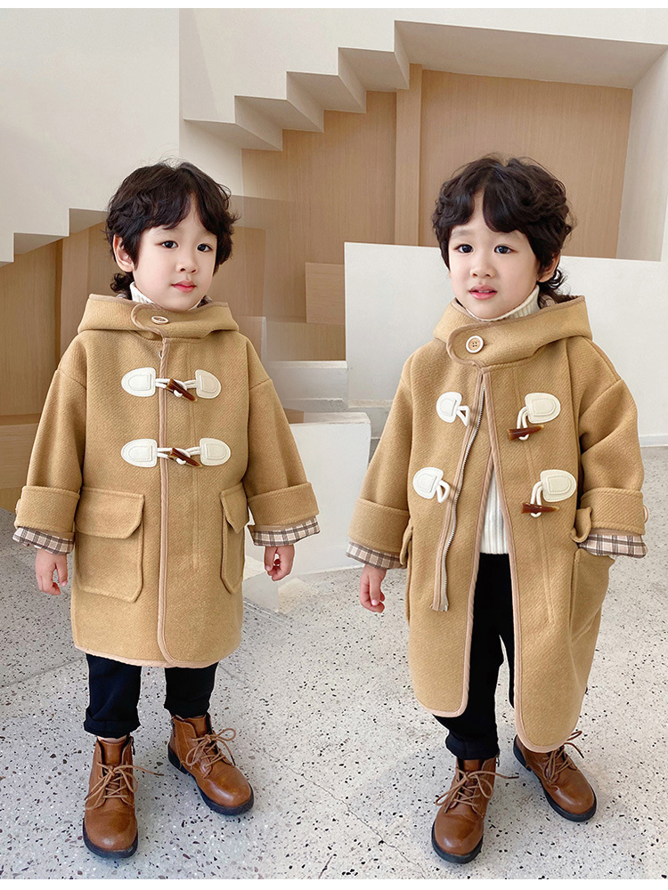 AZ韩国童装男女童羊驼绒2022冬装新款儿童羊毛呢大衣中大童外套潮
