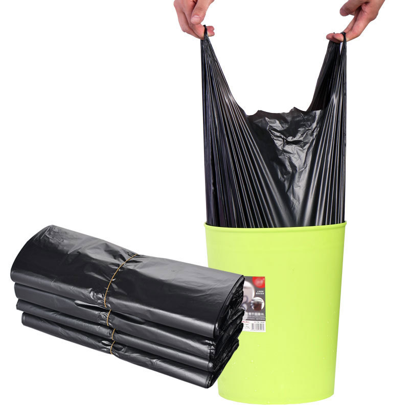 背心式黑色加厚垃圾袋家用一次性手提式垃圾袋塑料袋背心大号厂家