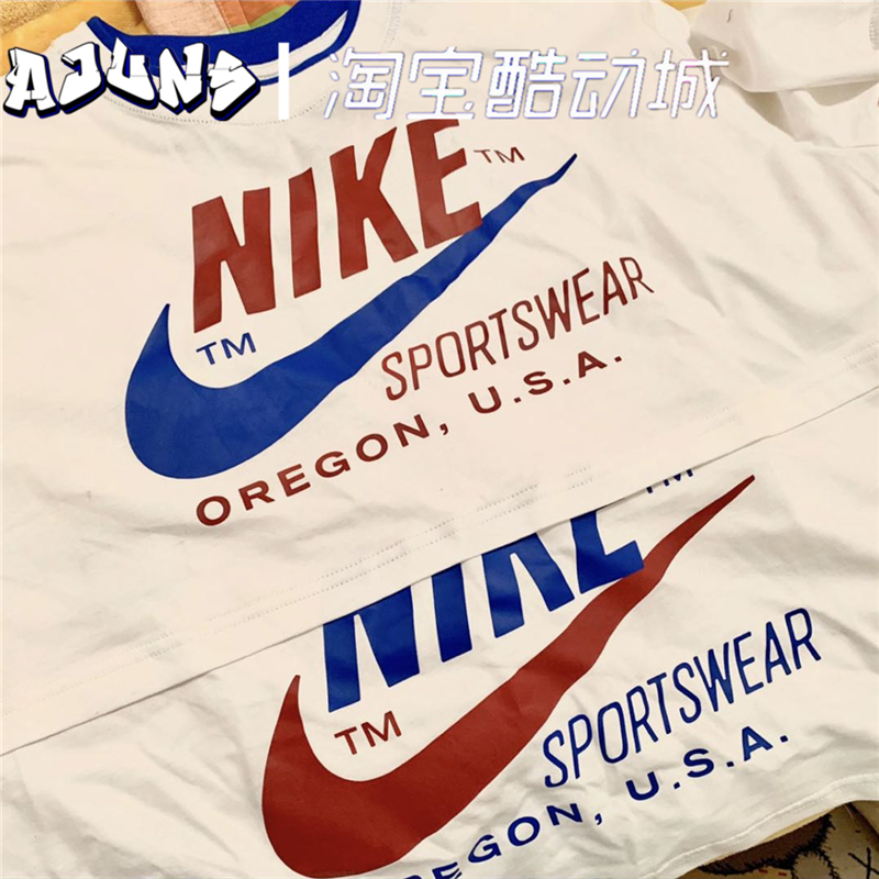 Nike/耐克 NSW 女子双钩 双耐克标拼接运动短袖T恤CJ2041-100-010
