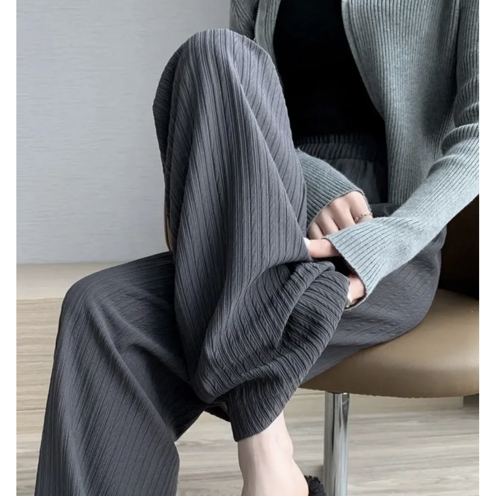 slx窄版阔腿新泡芙裤2024年春季新款高腰直筒垂感休闲垂感小个子