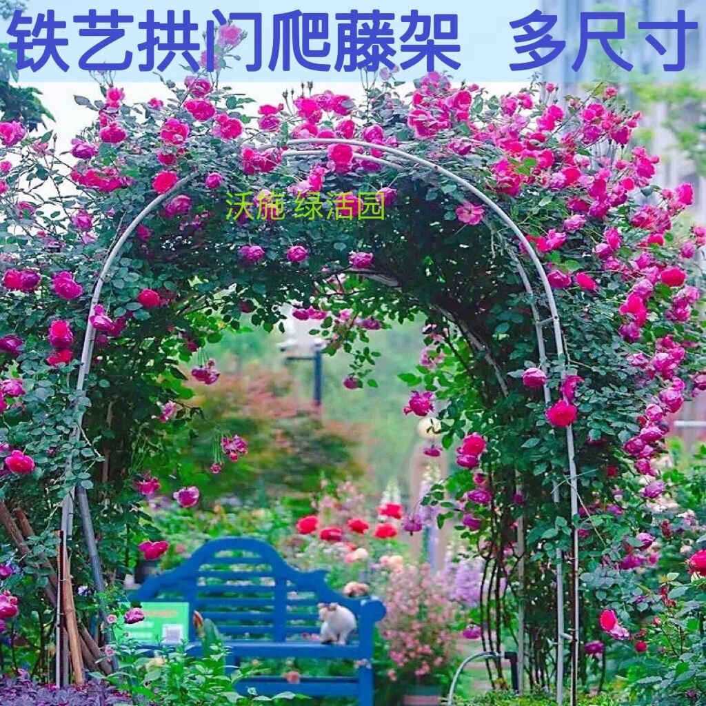 包邮铁艺拱形门花架爬藤架攀爬葡萄蔷薇月季庭院户外爬藤花支架