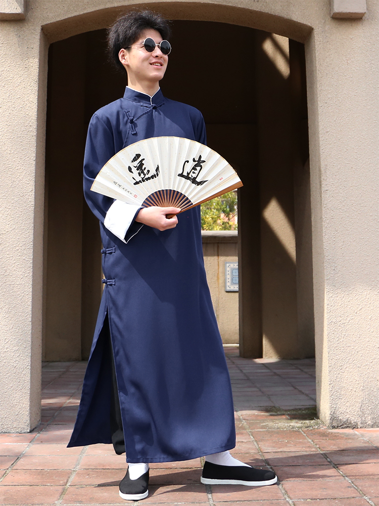 上海滩国民男装长袍马褂中式伴郎服中国风长衫学生演出服相声大褂