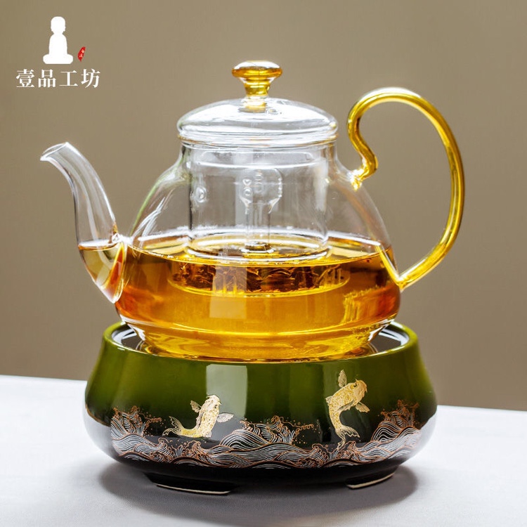 一品工坊大容量耐高温玻璃泡茶壶花茶壶电陶炉煮茶器白茶具套装