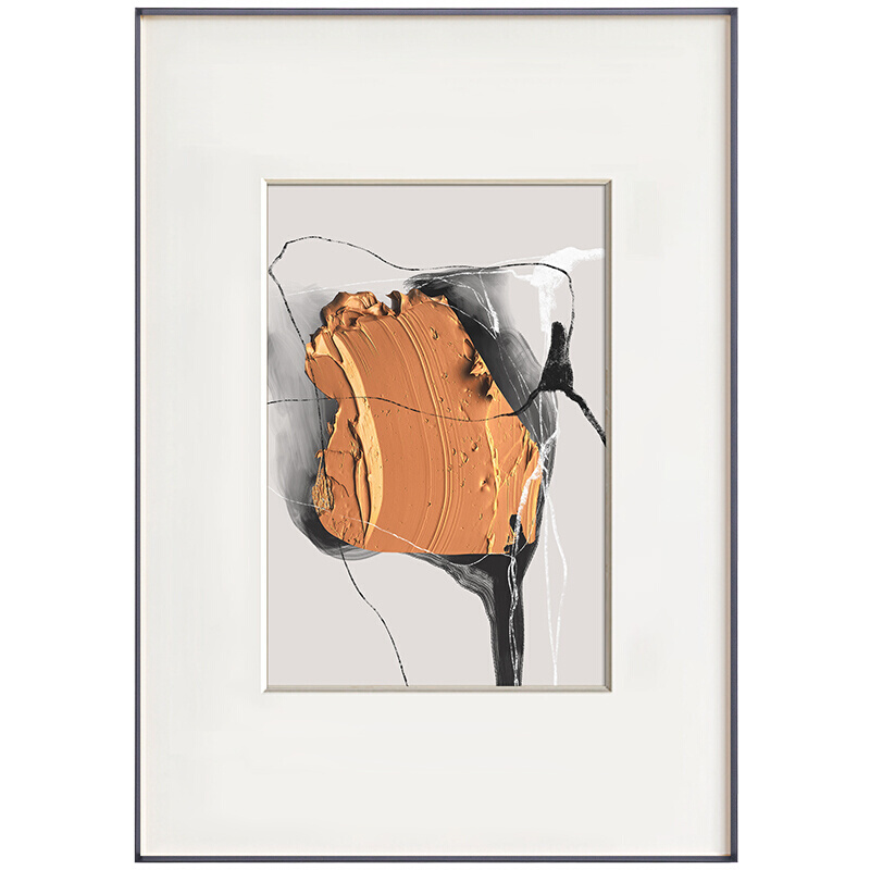 高档时烁 现代简约客厅装饰画抽象艺术挂画橙色壁画肌理感样板间