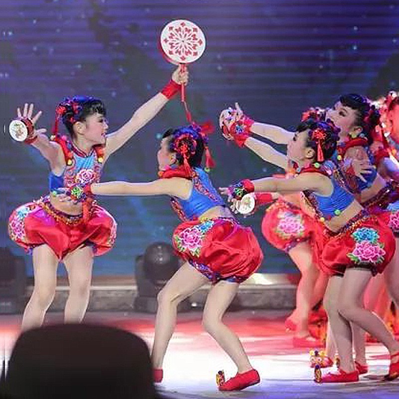 儿童小梦娃演出服幼儿园喜庆开场舞灯笼秧歌服中国娃娃舞蹈表演服