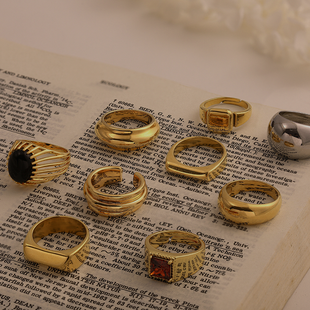 Minimalist Gold Plated Chunky Textured Rings for Women