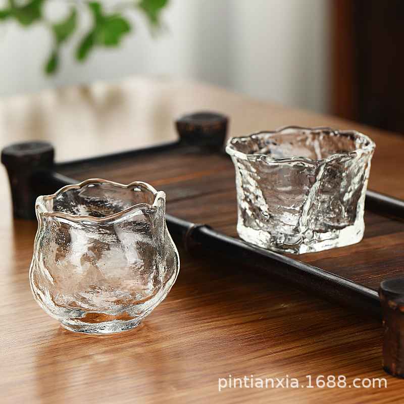 日式小茶杯耐热玻璃透明加厚品茗杯个人单杯主人杯家用功夫茶具