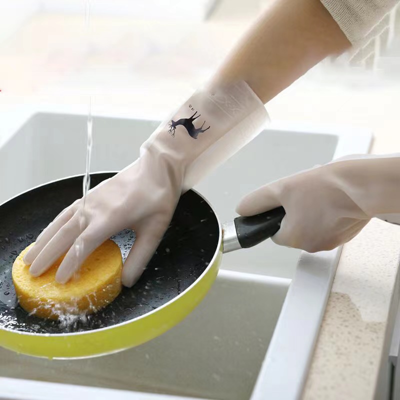 厨房刷碗加厚长袖手套防水耐酸碱油胶皮橡胶乳胶劳保手套家务